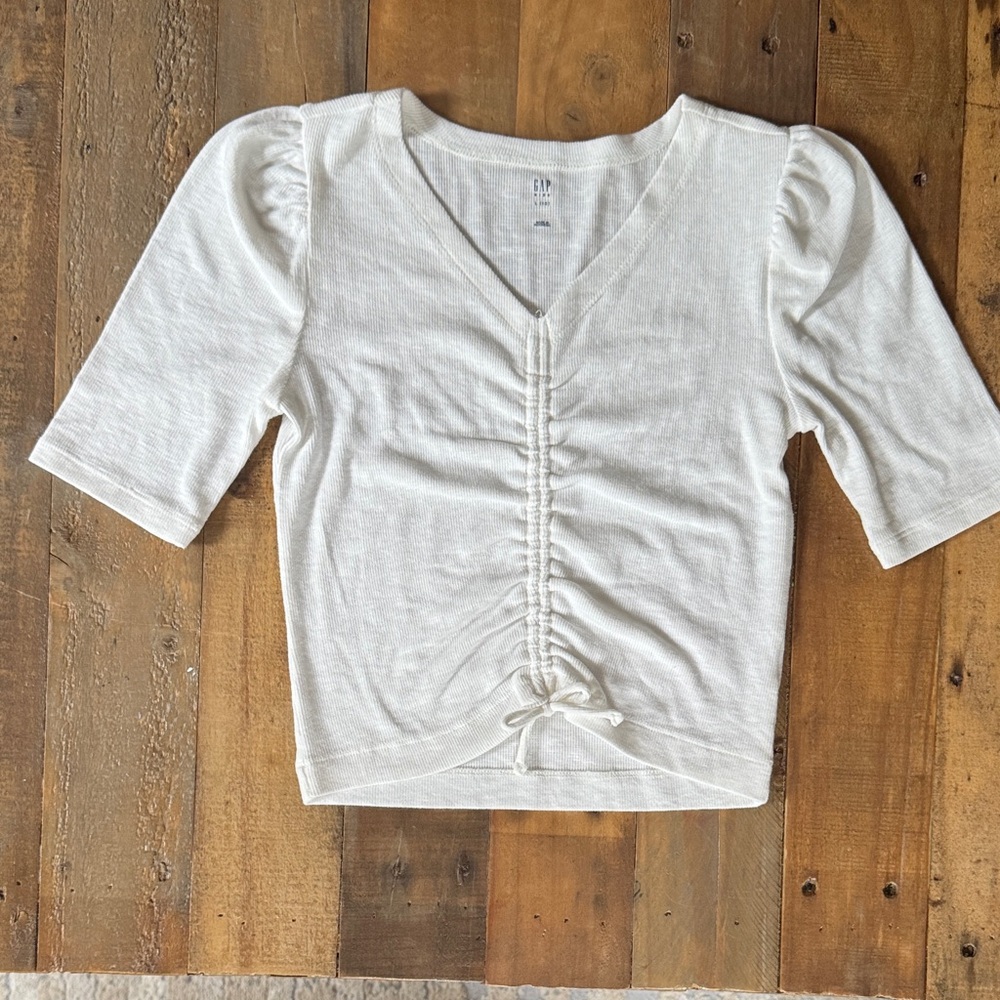 GAP white off white ruched top girls L size 10. NWOT
